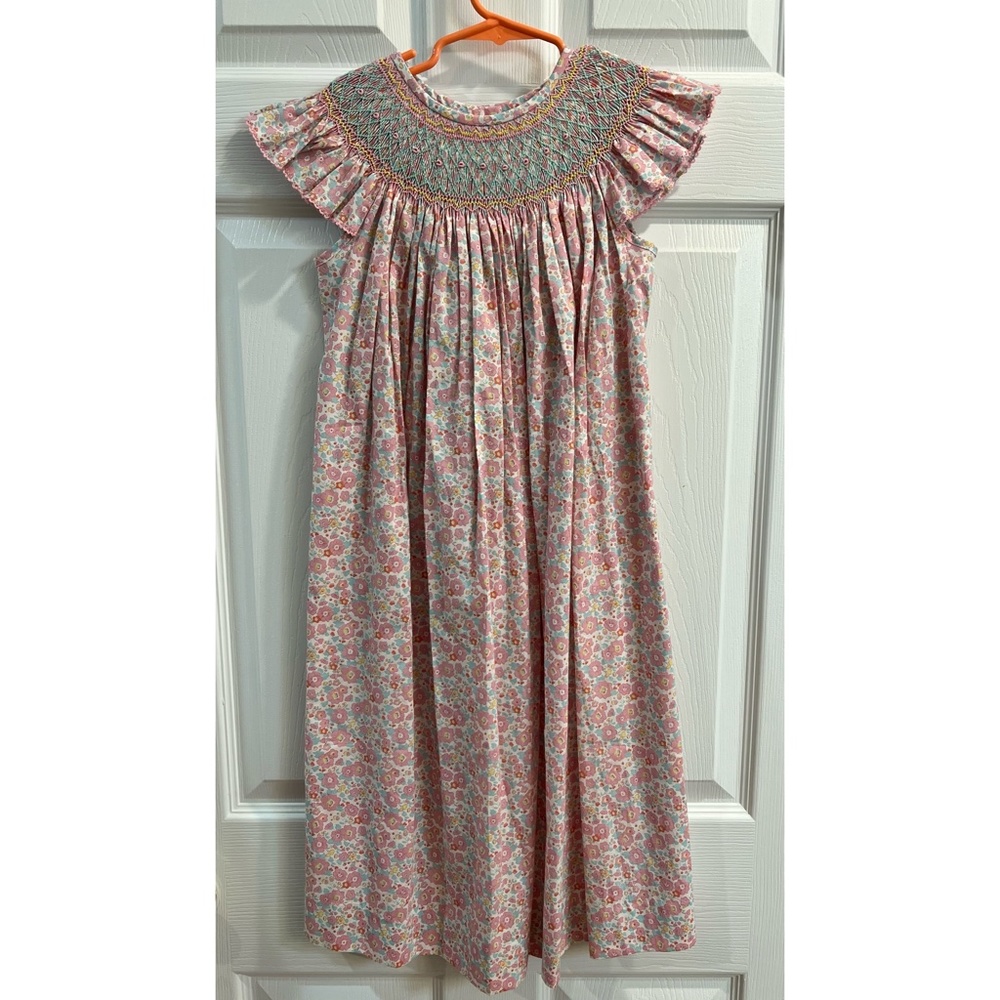 Floral Girls Emrboidered Bishop Dress, Size 6, New
